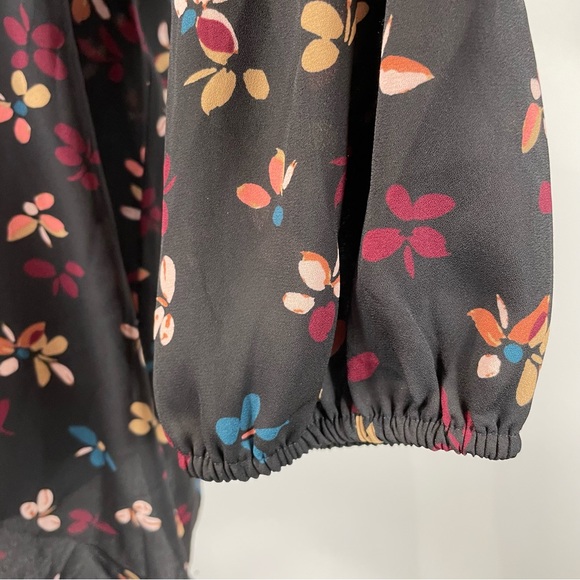 Maurice’s Black Floral Long Sleeve Blouse With Keyhole Women’s Size XL - Picture 5 of 12